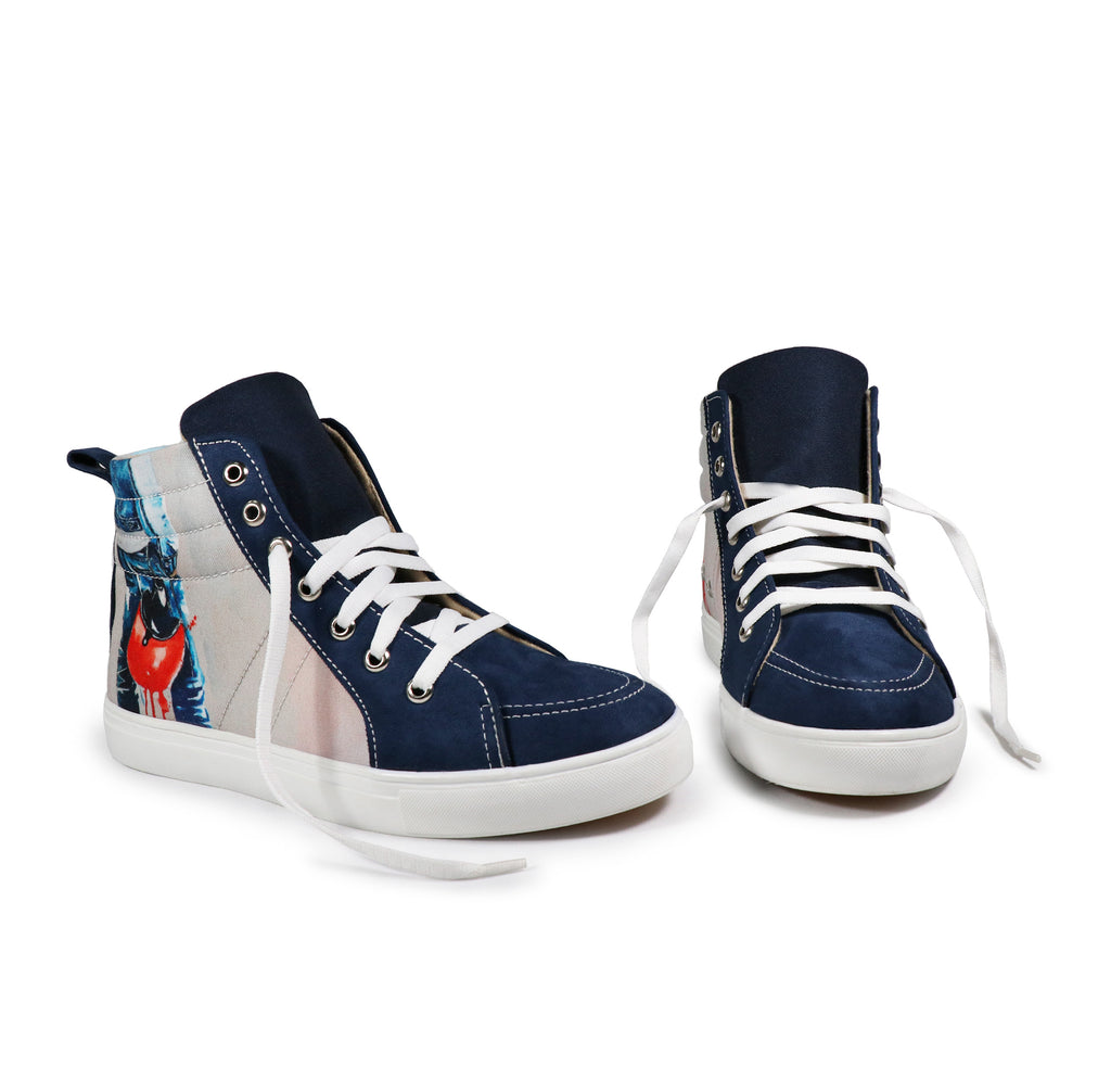 Bike Adventure - Men's High-Top Suede Canvas Sneaker