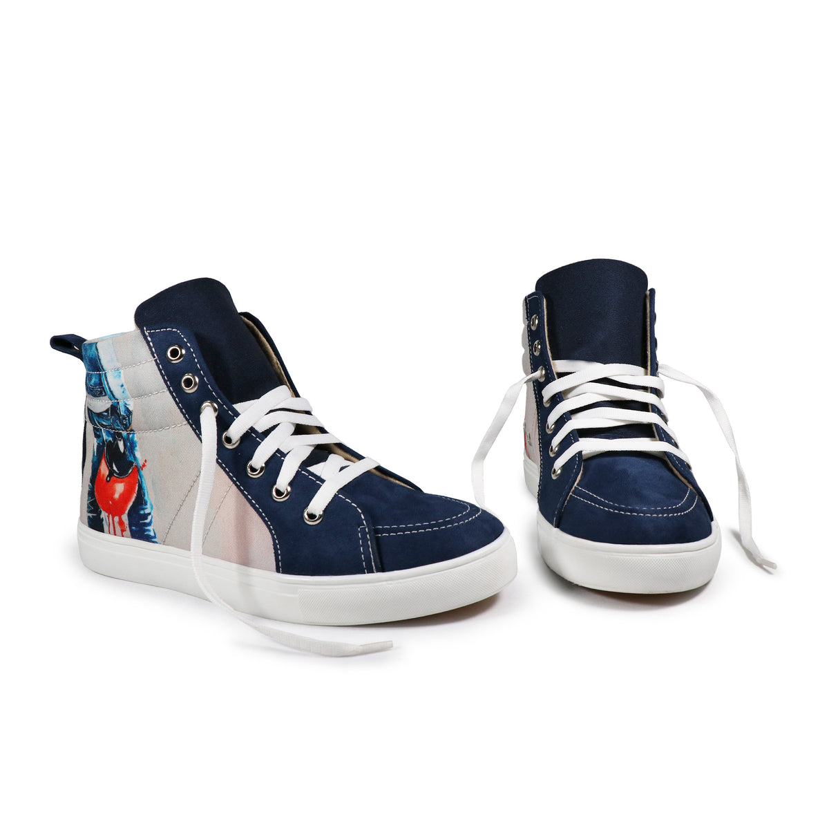 Bike Adventure - Men's High-Top Suede Canvas Sneaker