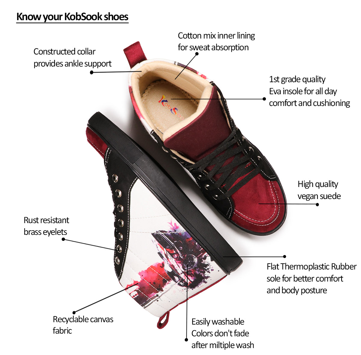 Cherry Car - Men's High-Top Suede Canvas Sneaker