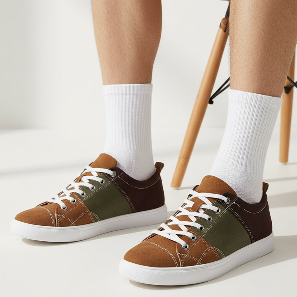 Tan Trail - Men's Low-Top Suede Canvas Sneaker
