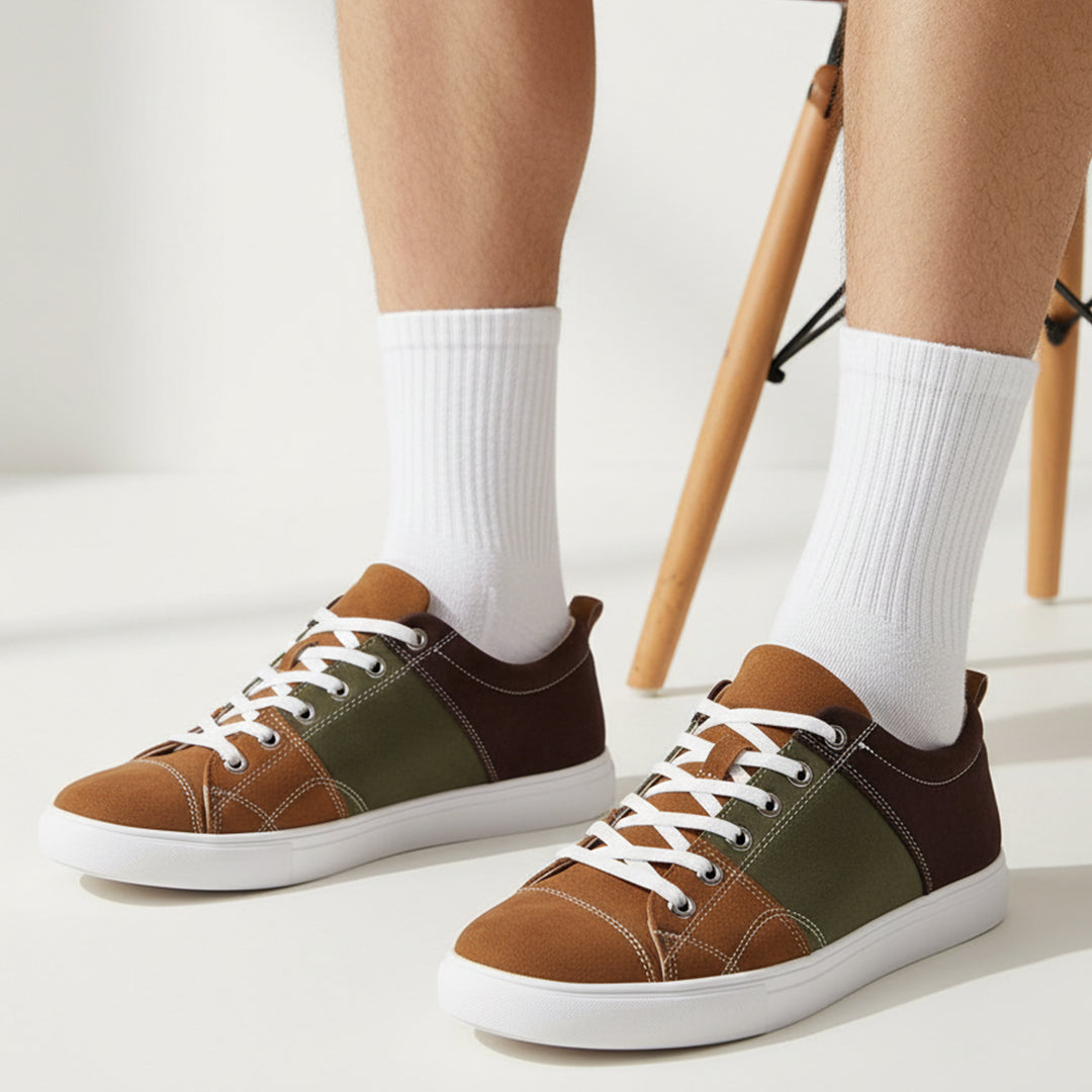 Tan Trail - Men's Low-Top Suede Canvas Sneaker