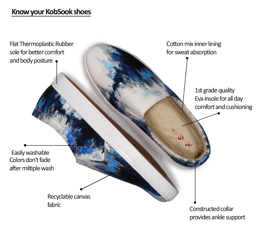 Blue Brush Strokes - Men's Loafer Canvas Sneaker