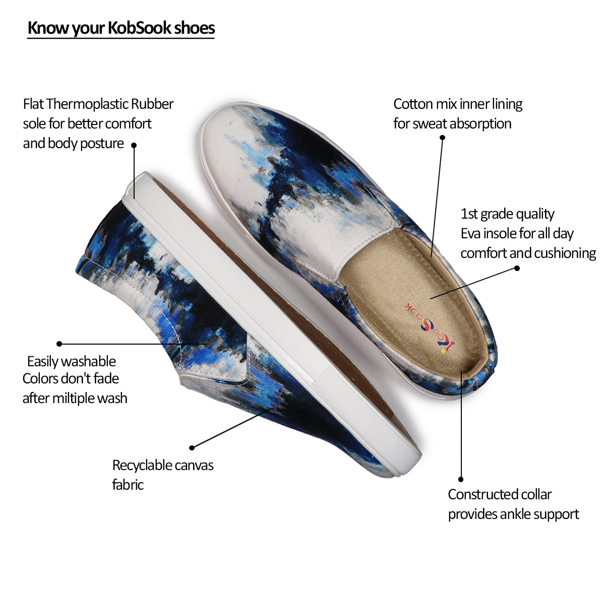 Blue Brush Strokes - Men's Loafer Canvas Sneaker