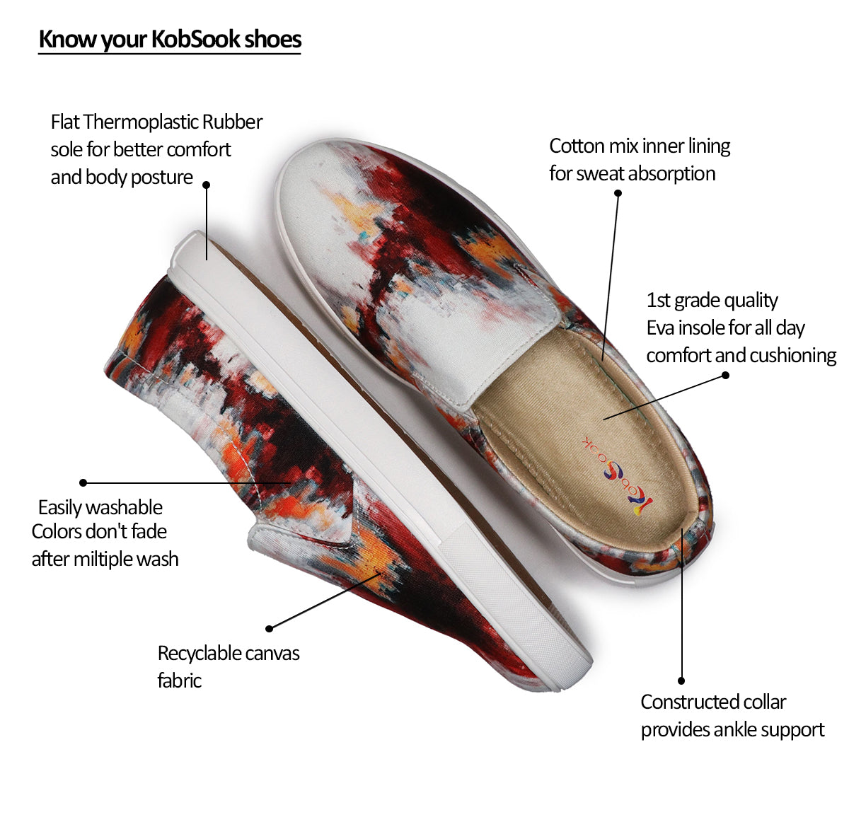 Red Brush Strokes - Men's Loafer Canvas Sneaker