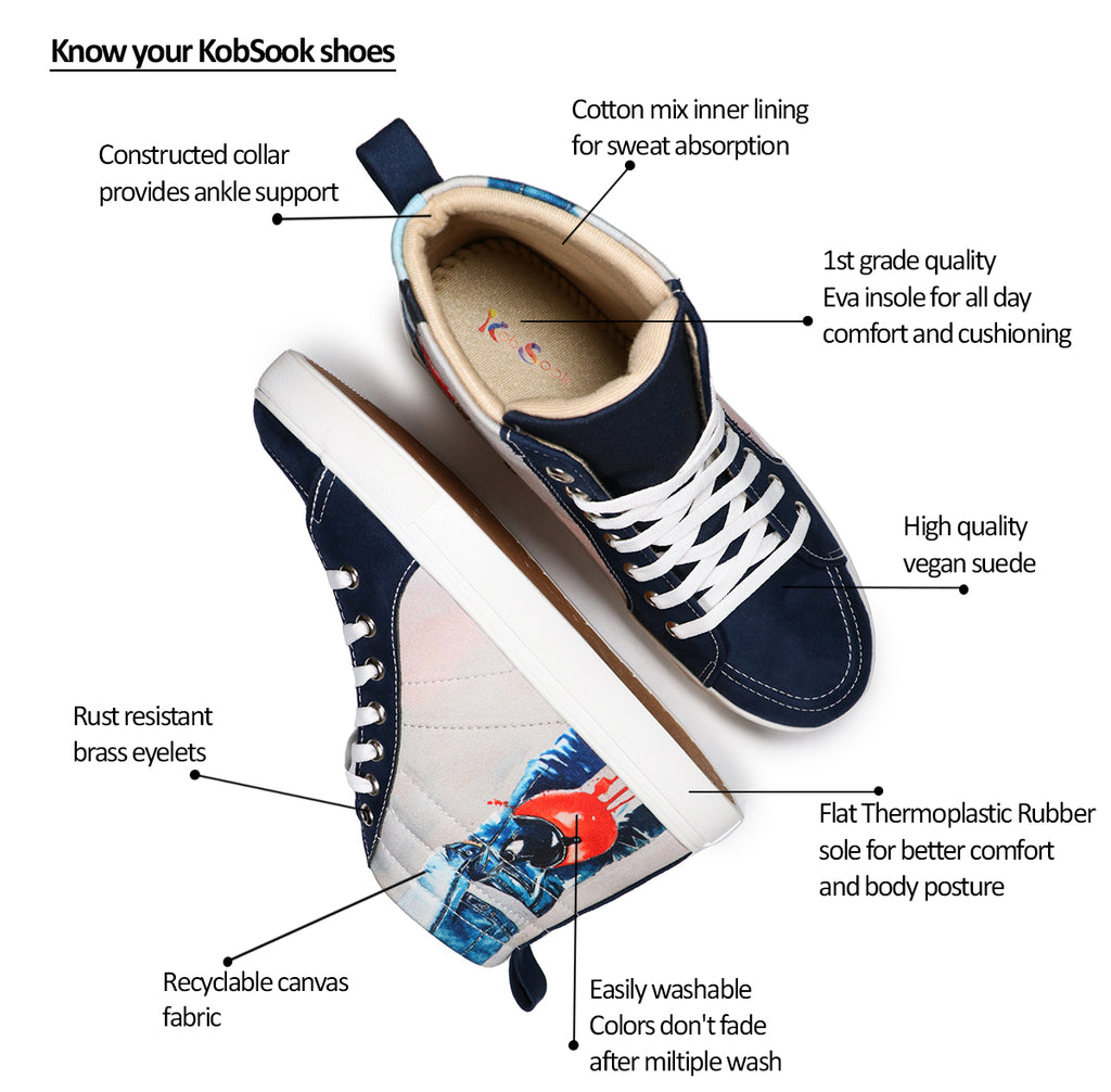 Bike Adventure - Men's High-Top Suede Canvas Sneaker