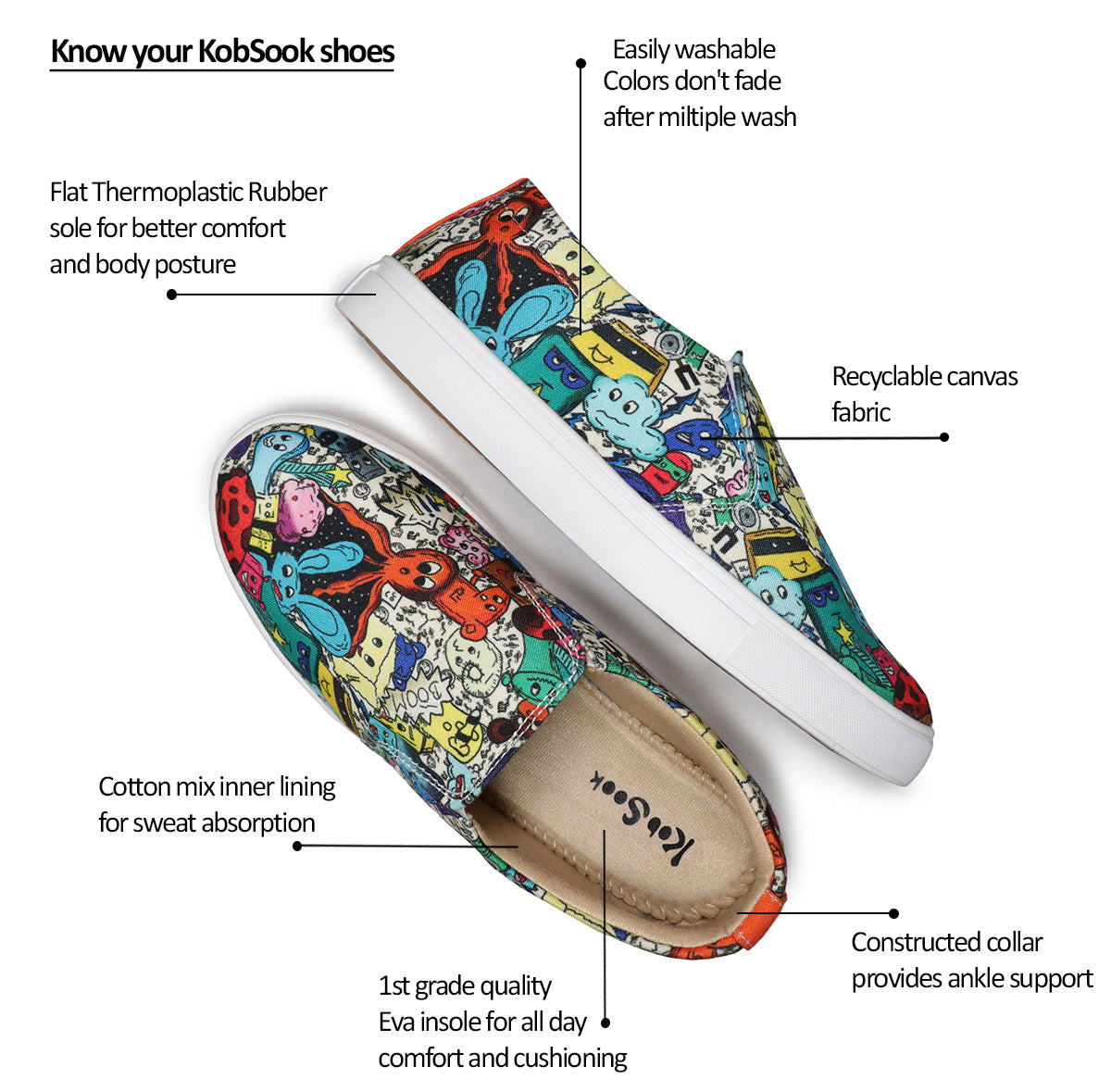 Cartoon Doodle - Men's Loafer Canvas Sneaker