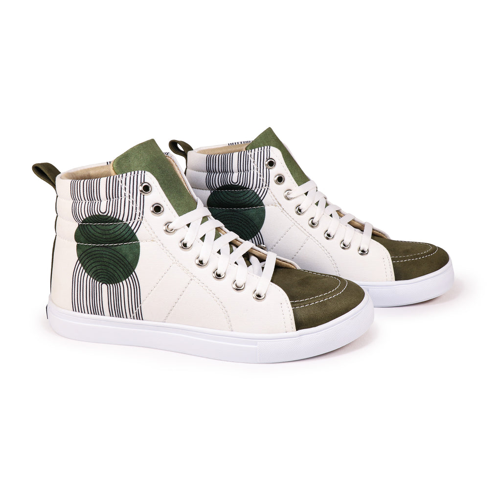 Comet Olive - Men's High-Top Suede Canvas Sneaker