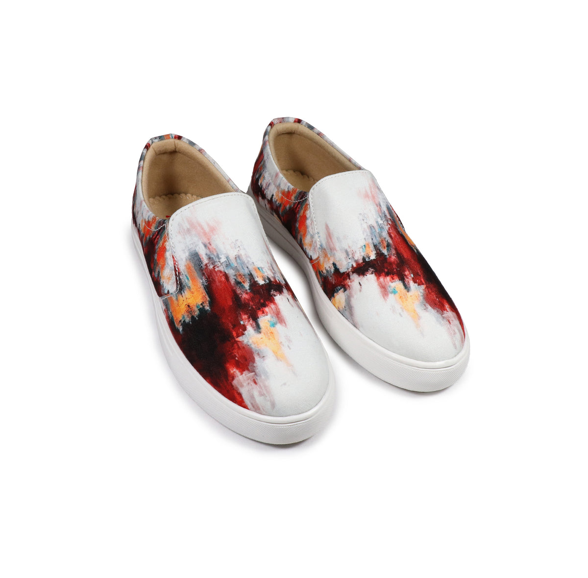 Red Brush Strokes - Men's Loafer Canvas Sneaker