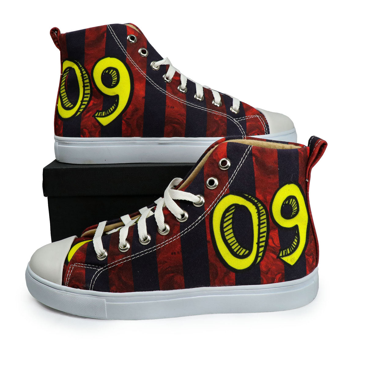09 Strips - Men's High-Top Canvas Sneaker