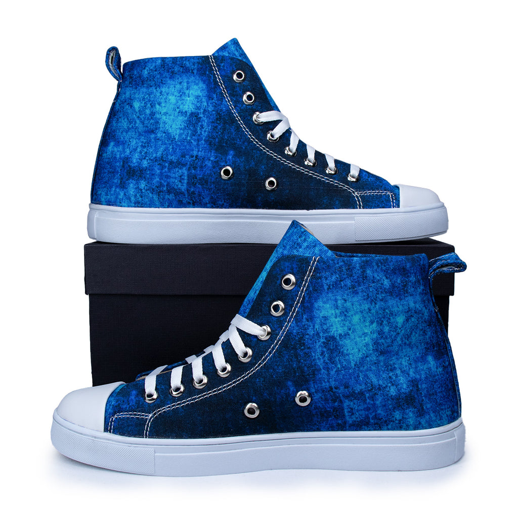 Blue Texture - Men's High-Top Canvas Sneaker