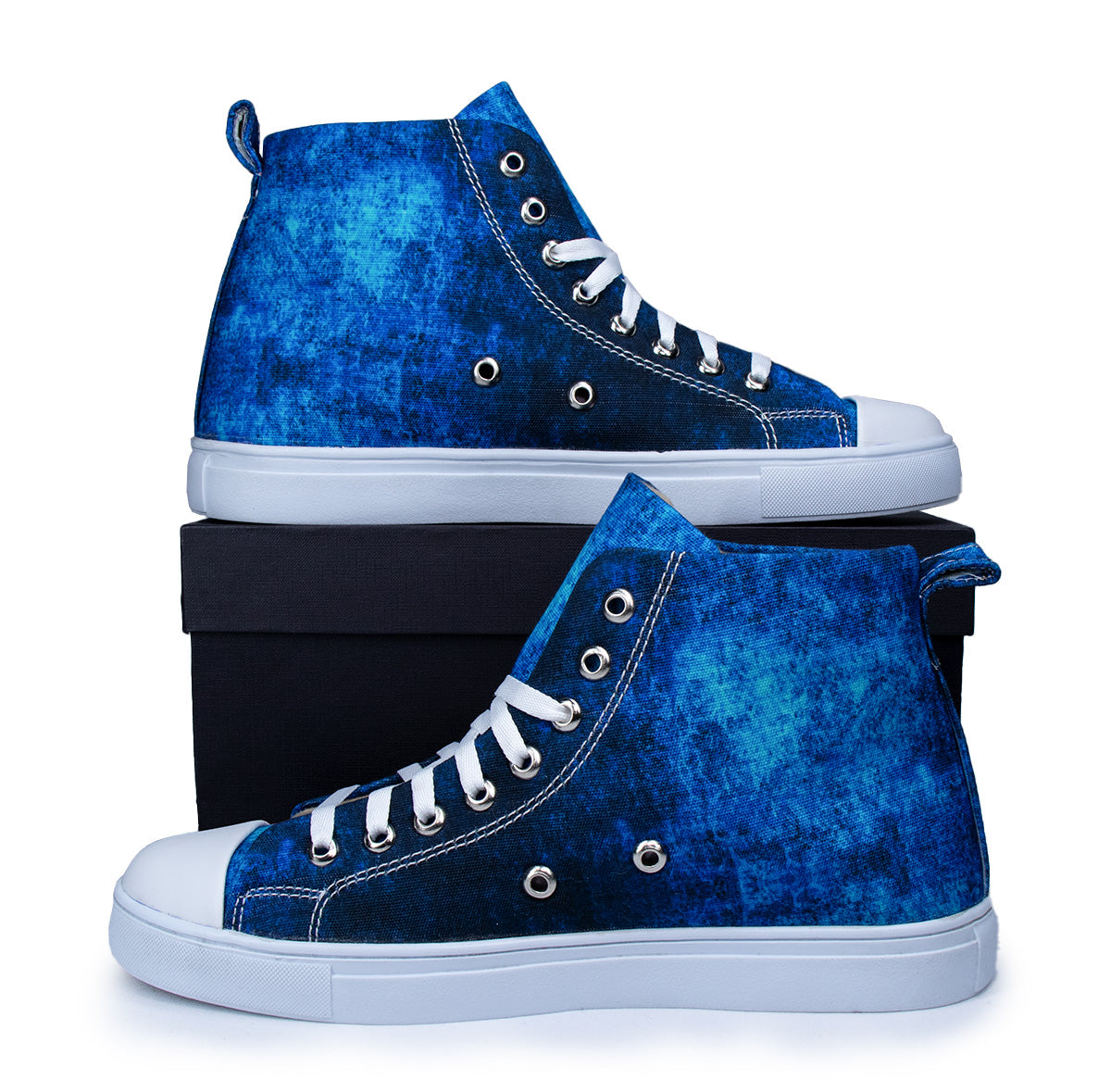 Blue Texture - Men's High-Top Canvas Sneaker