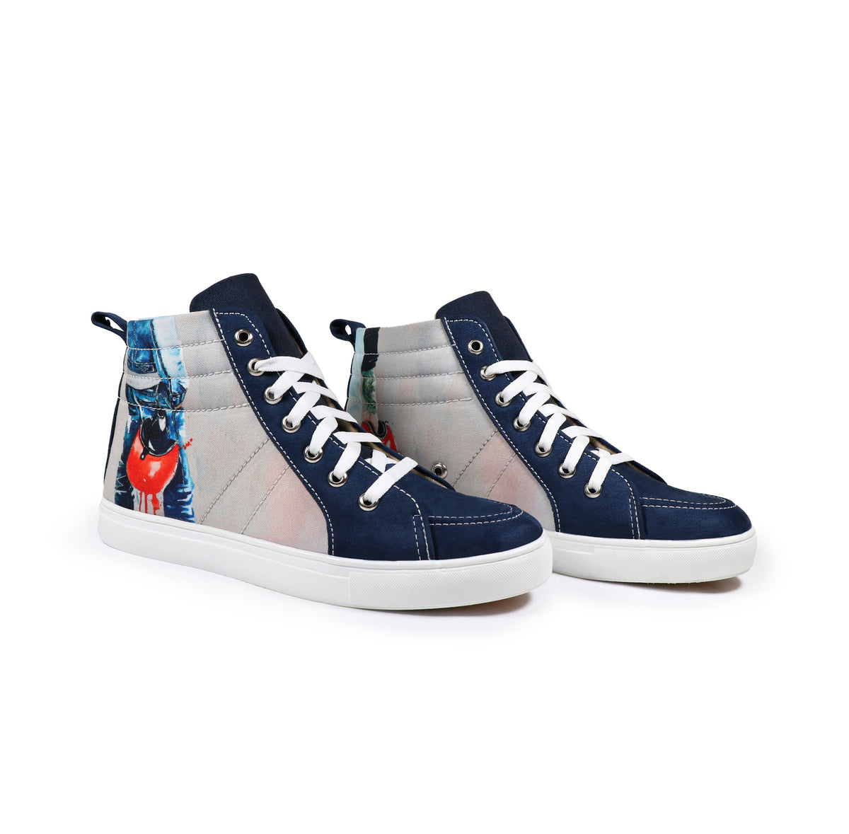 Bike Adventure - Men's High-Top Suede Canvas Sneaker