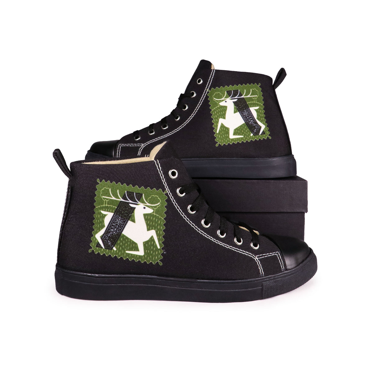 Deer Art - Women's High-Top Canvas Sneaker