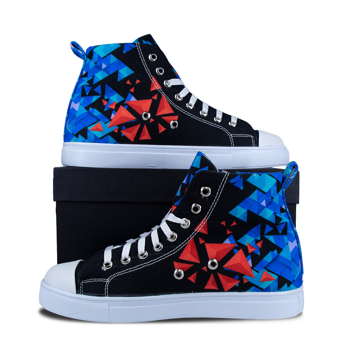Diffused Triangle(Black) - Men's High-Top Canvas Sneaker