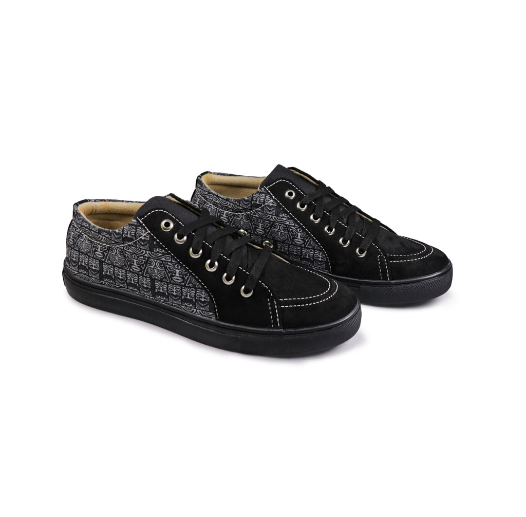 Black Mask - Men's Low-Top Suede Canvas Sneaker