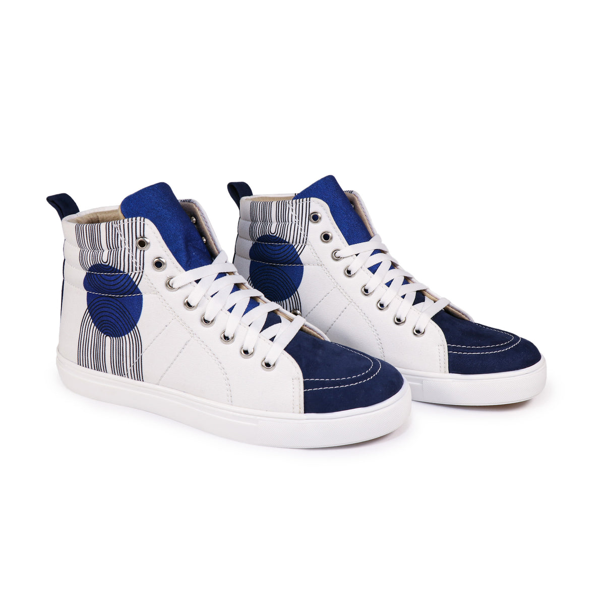 Comet Blue - Men's High-Top Suede Canvas Sneaker