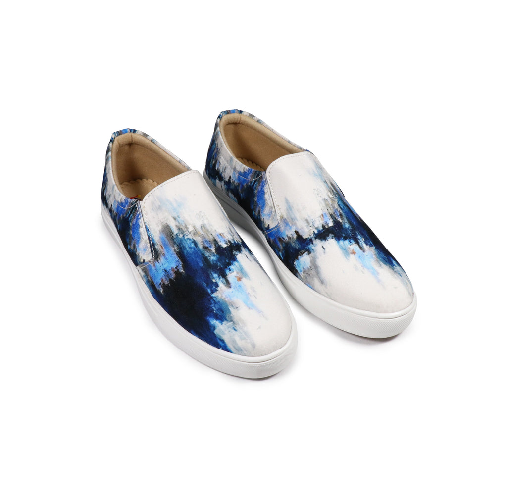 Blue Brush Strokes - Men's Loafer Canvas Sneaker