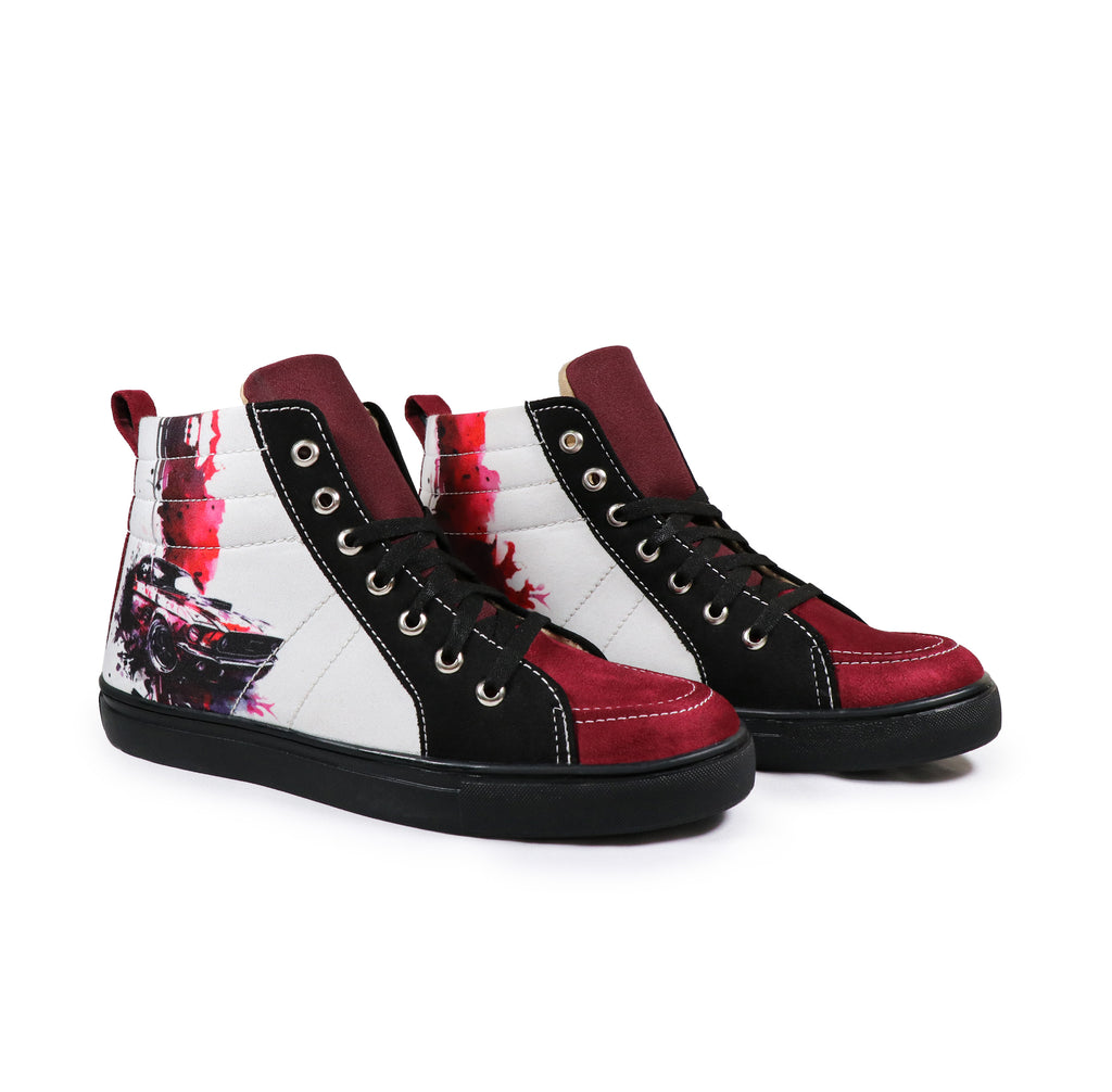 Cherry Car - Men's High-Top Suede Canvas Sneaker