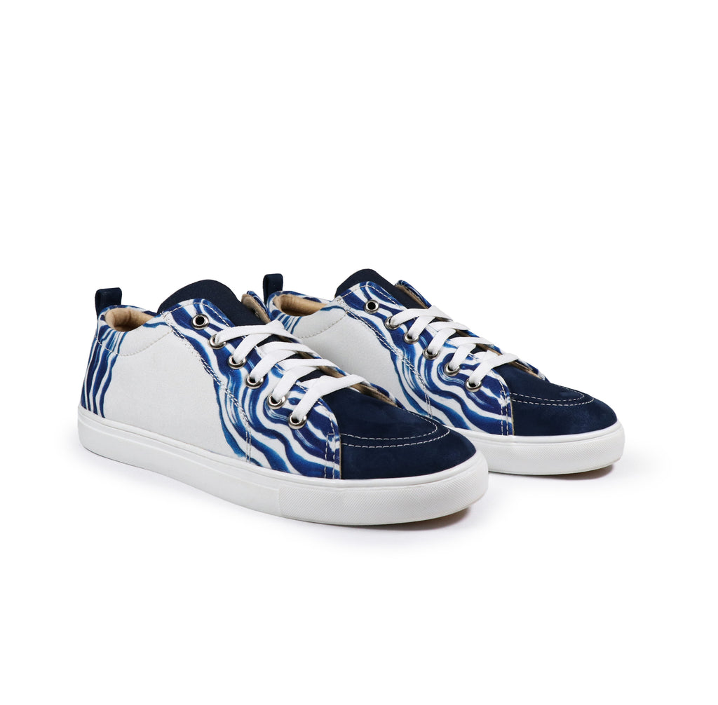Blue Weaves - Men's Low-Top Canvas Suede Sneaker