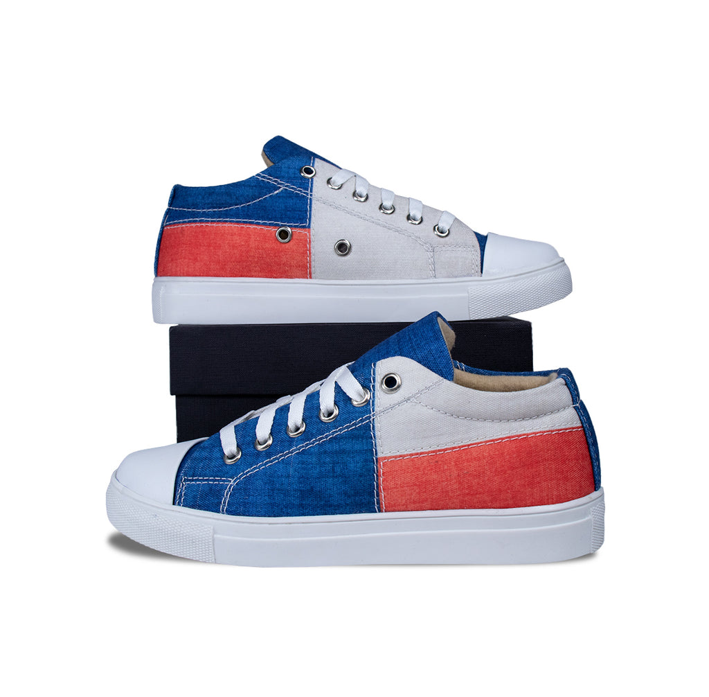 Blue Peach Stitch - Women's Low-Top Canvas Sneaker