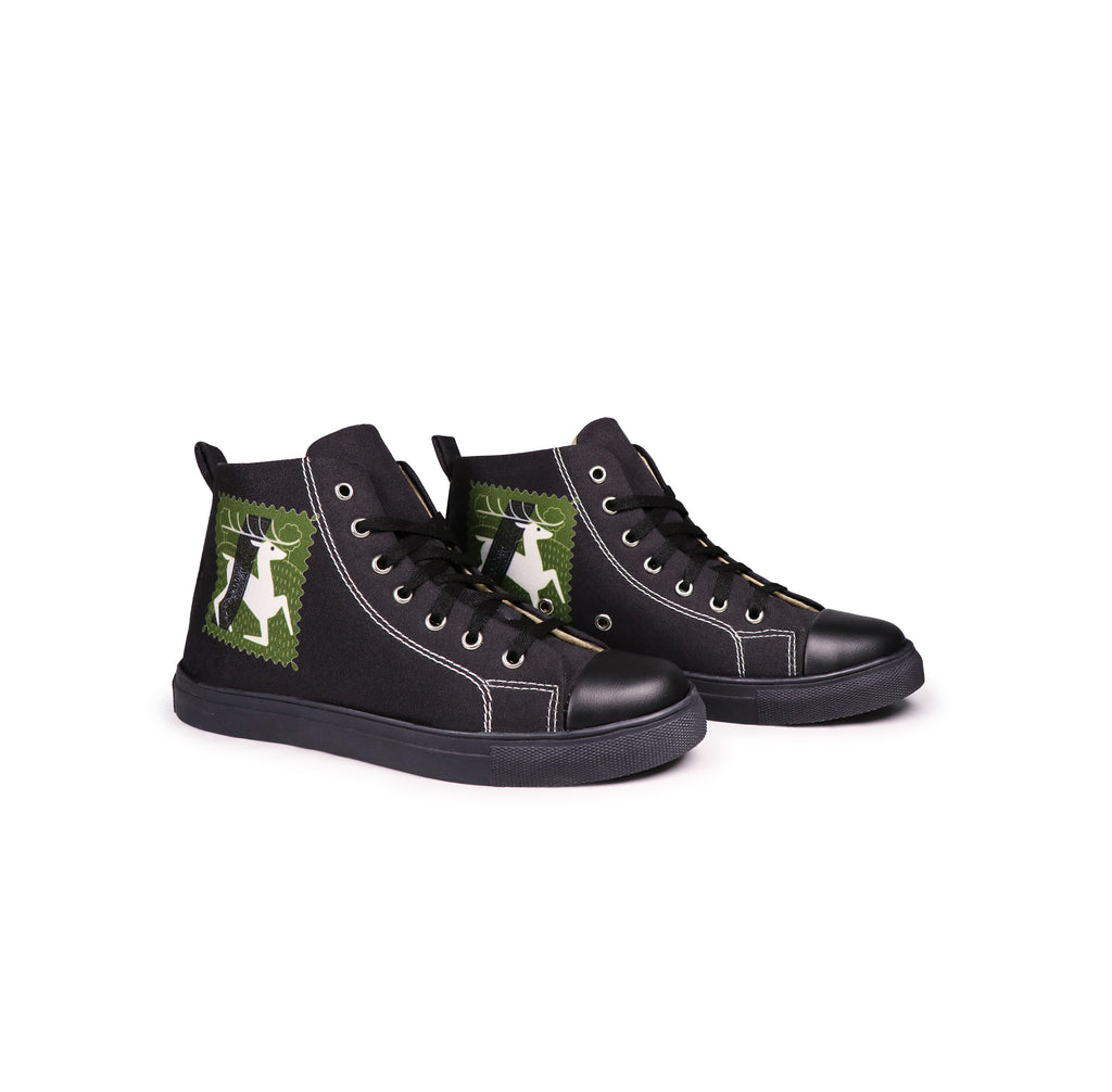 Deer Art - Women's High-Top Canvas Sneaker
