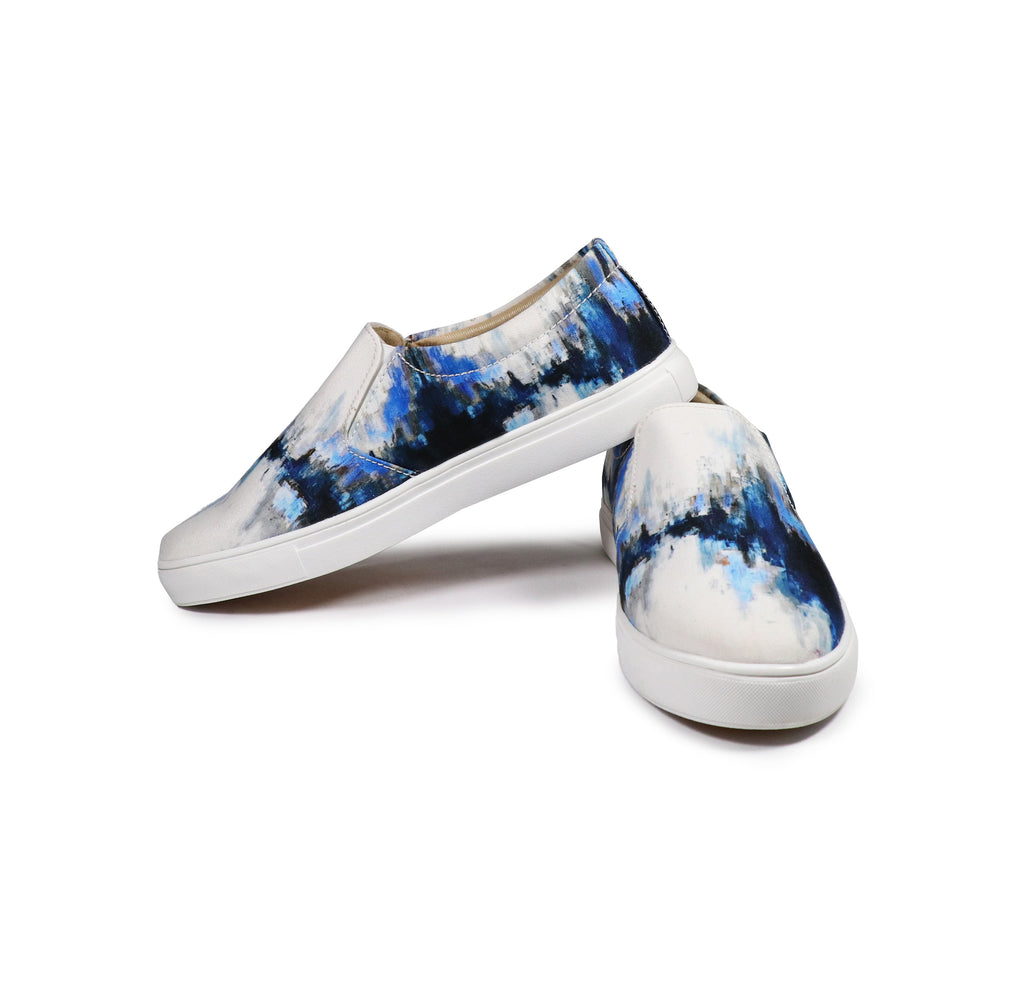 Blue Brush Strokes - Men's Loafer Canvas Sneaker
