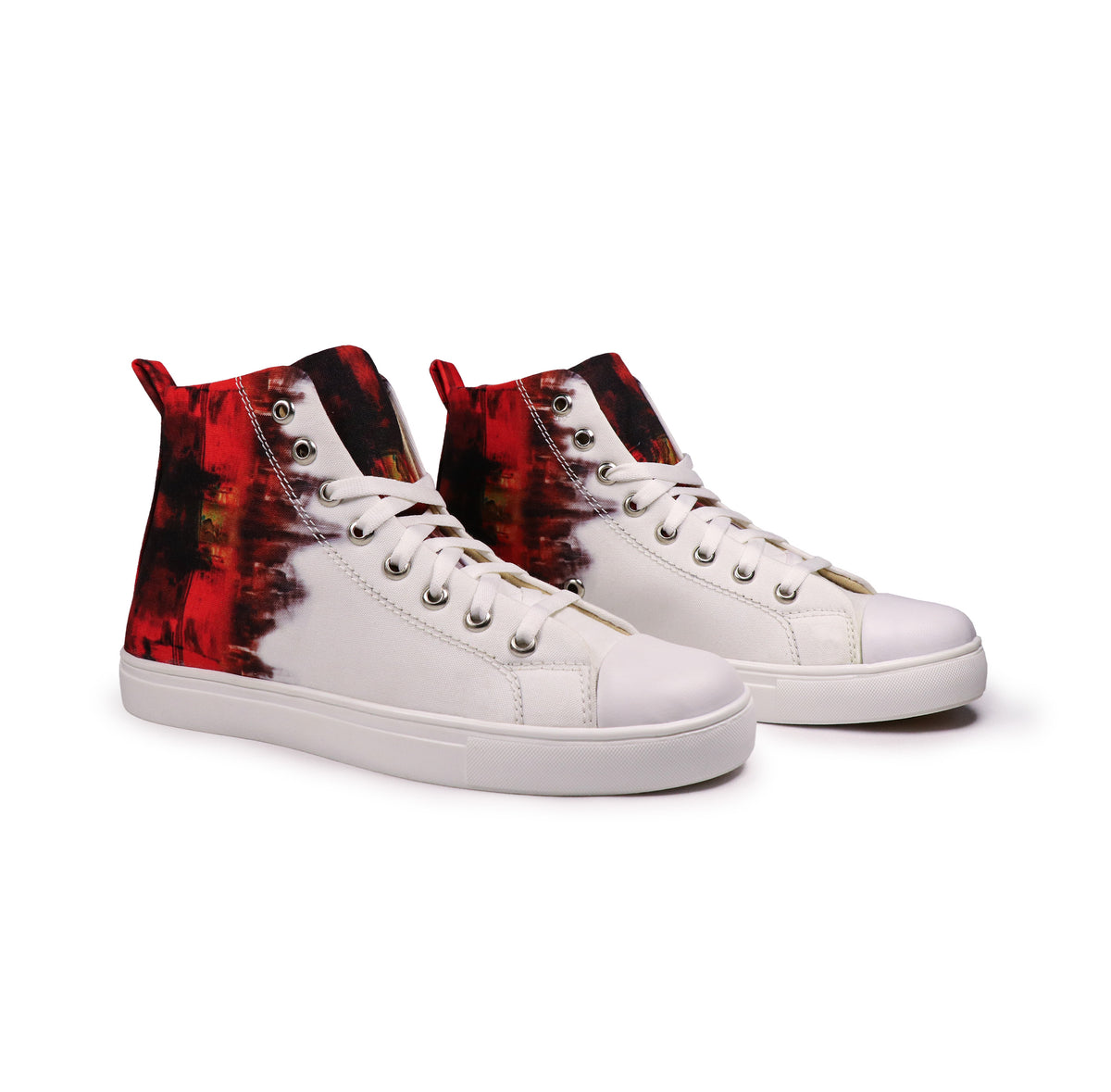 White & Red - Men's High-Top Canvas Sneaker
