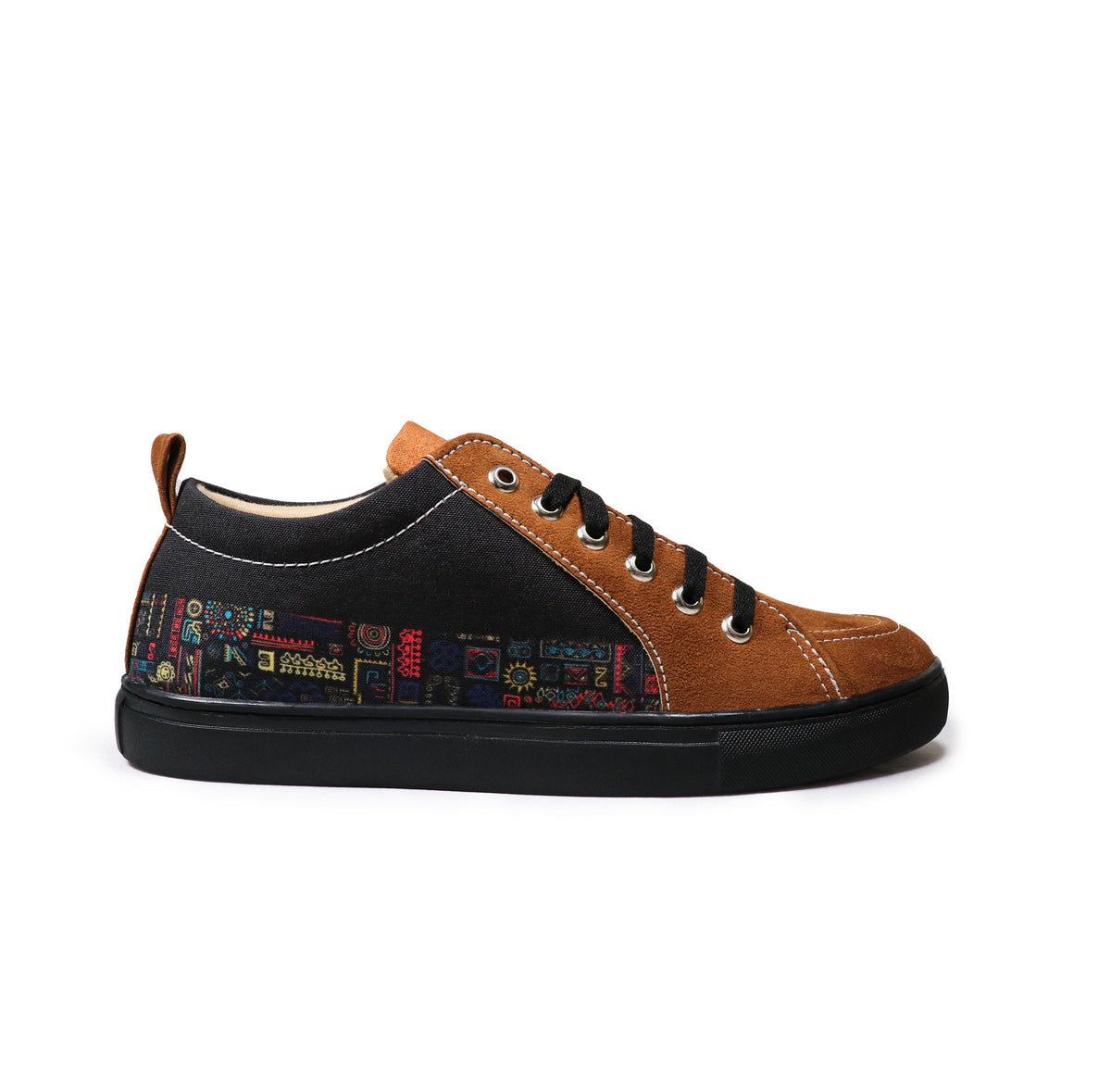 Bohemian Doodle - Men's Low-Top Suede Canvas Sneaker