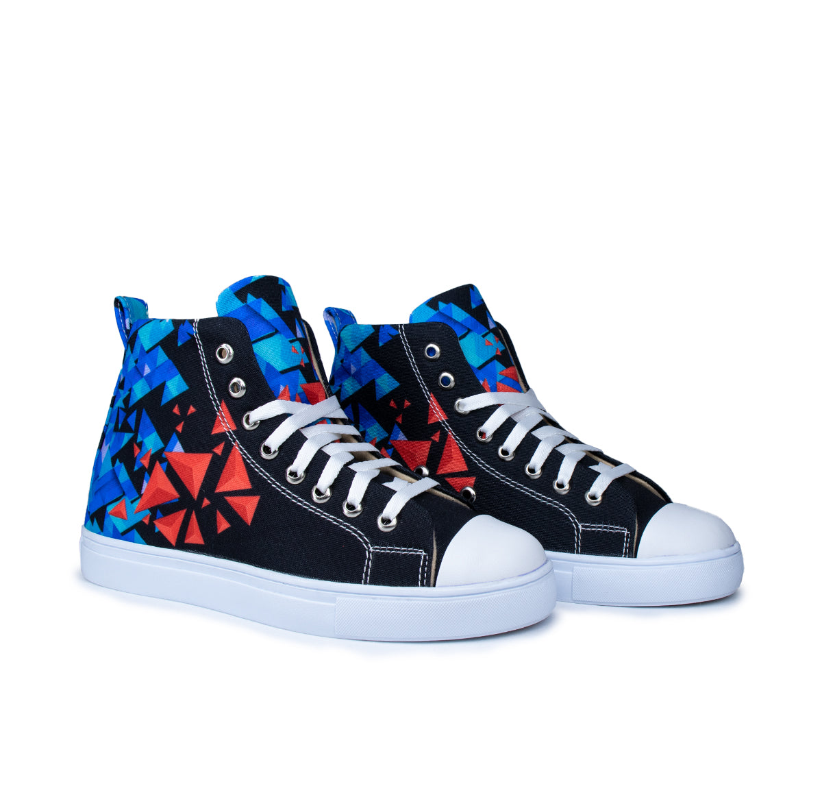 Diffused Triangle(Black) - Men's High-Top Canvas Sneaker
