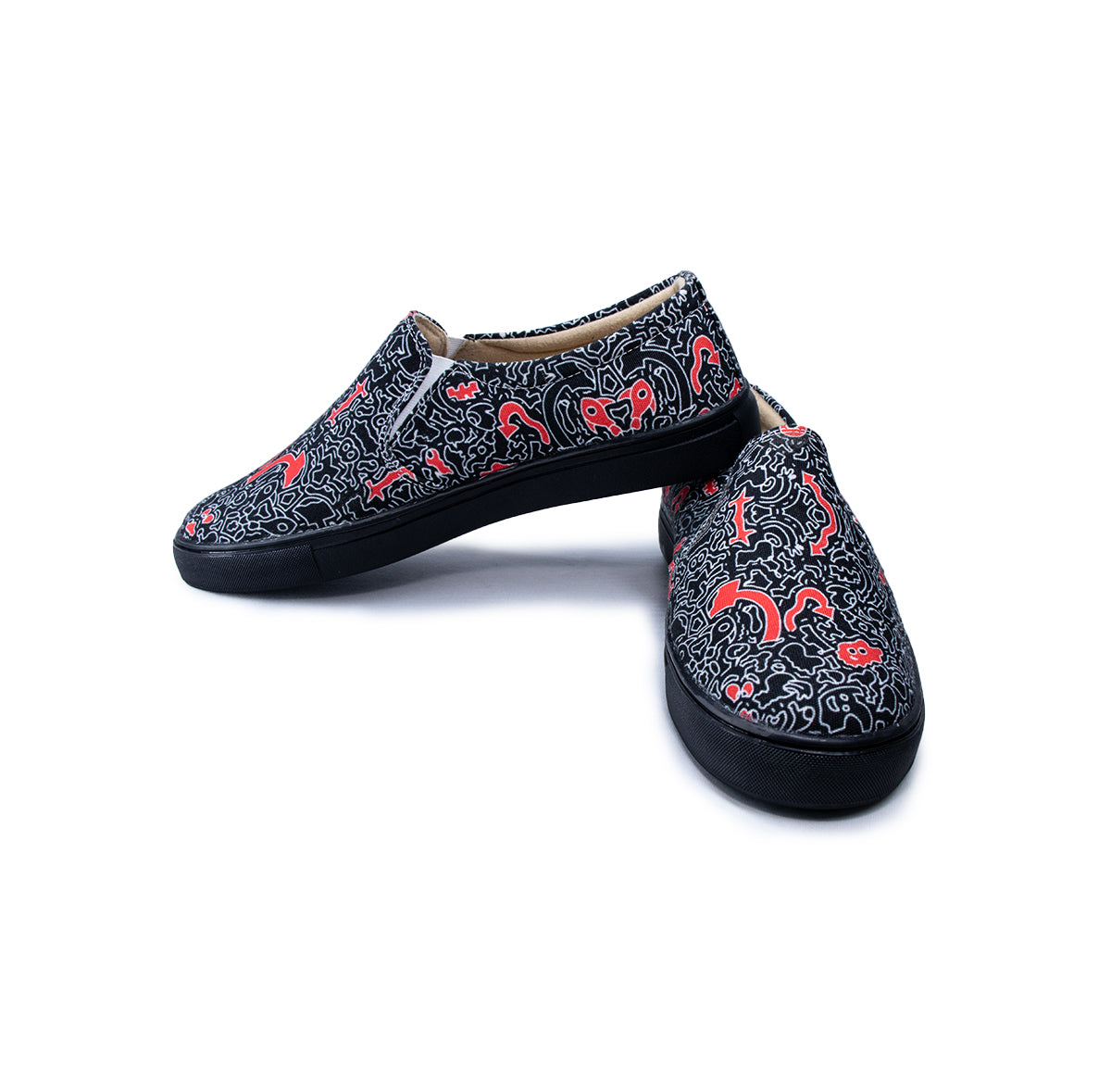 Free hand doodle (Black) - Men's Loafer Canvas Sneaker