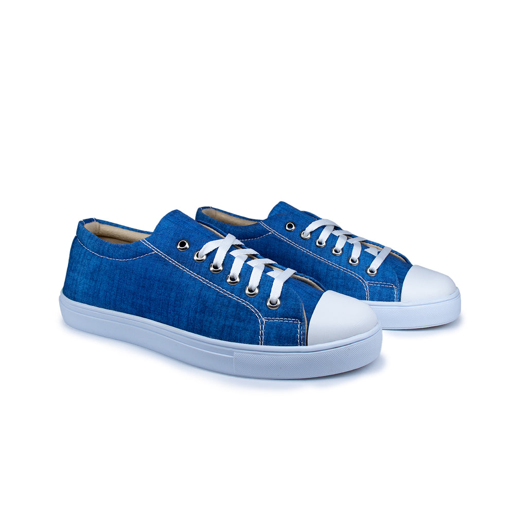 Textured Blue - Men's Low-Top Canvas Sneaker