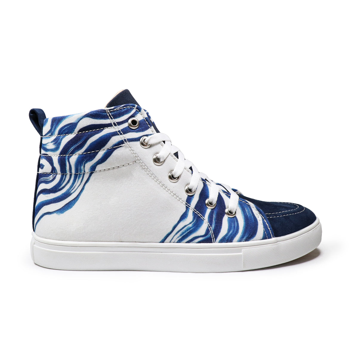 Blue Weaves - Men's High-Top Canvas Suede Sneaker