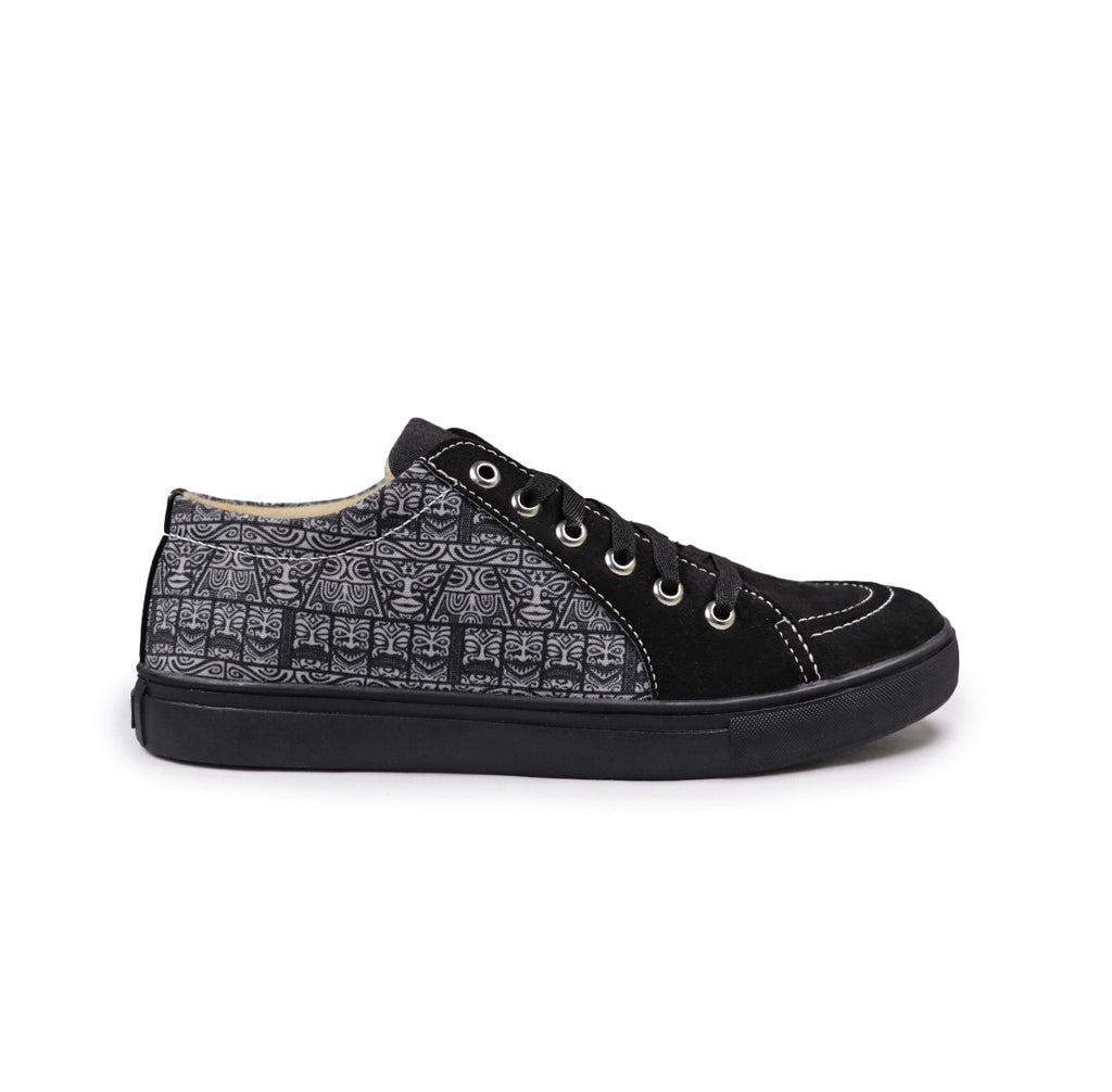 Black Mask - Men's Low-Top Suede Canvas Sneaker