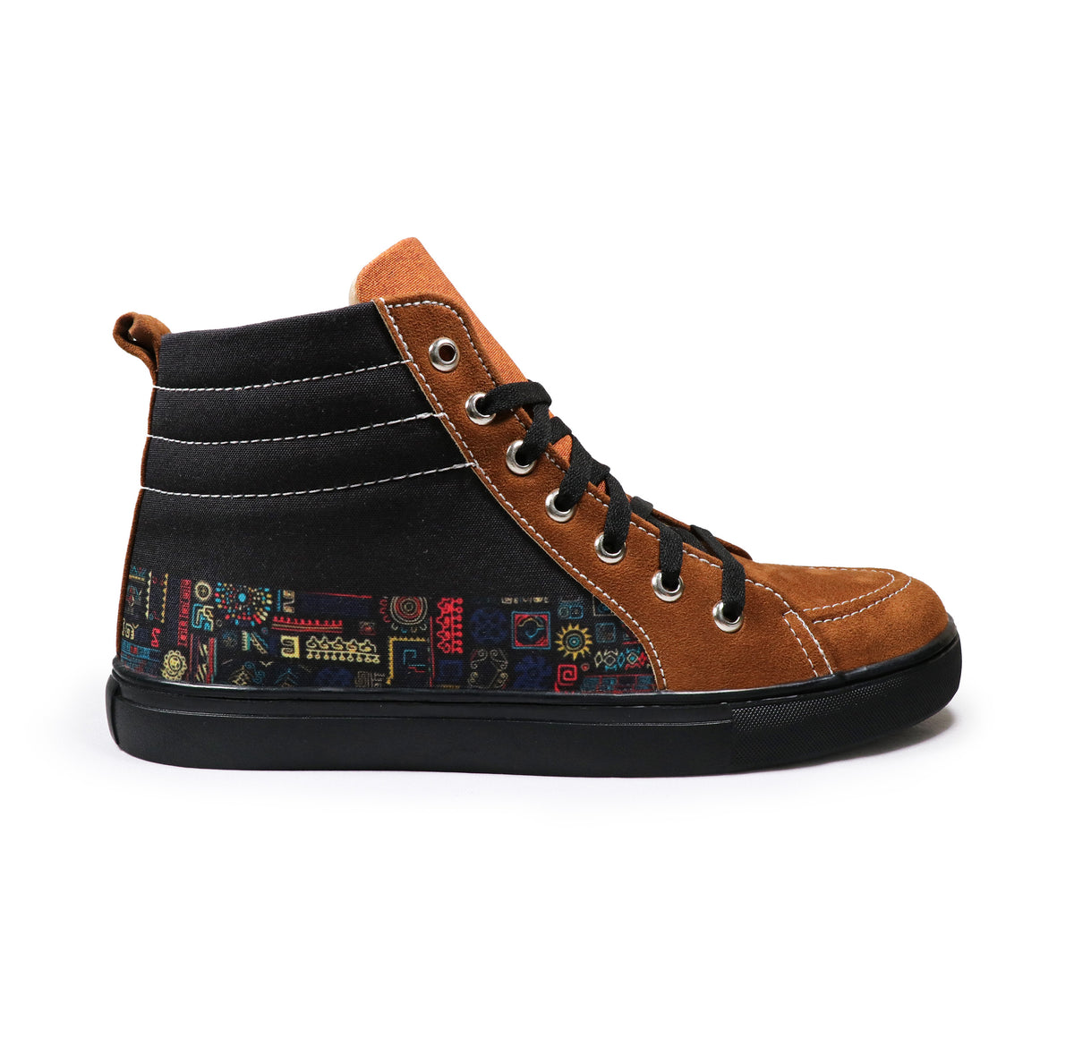 Bohemian Doodle - Men's High-Top Suede Canvas Sneaker