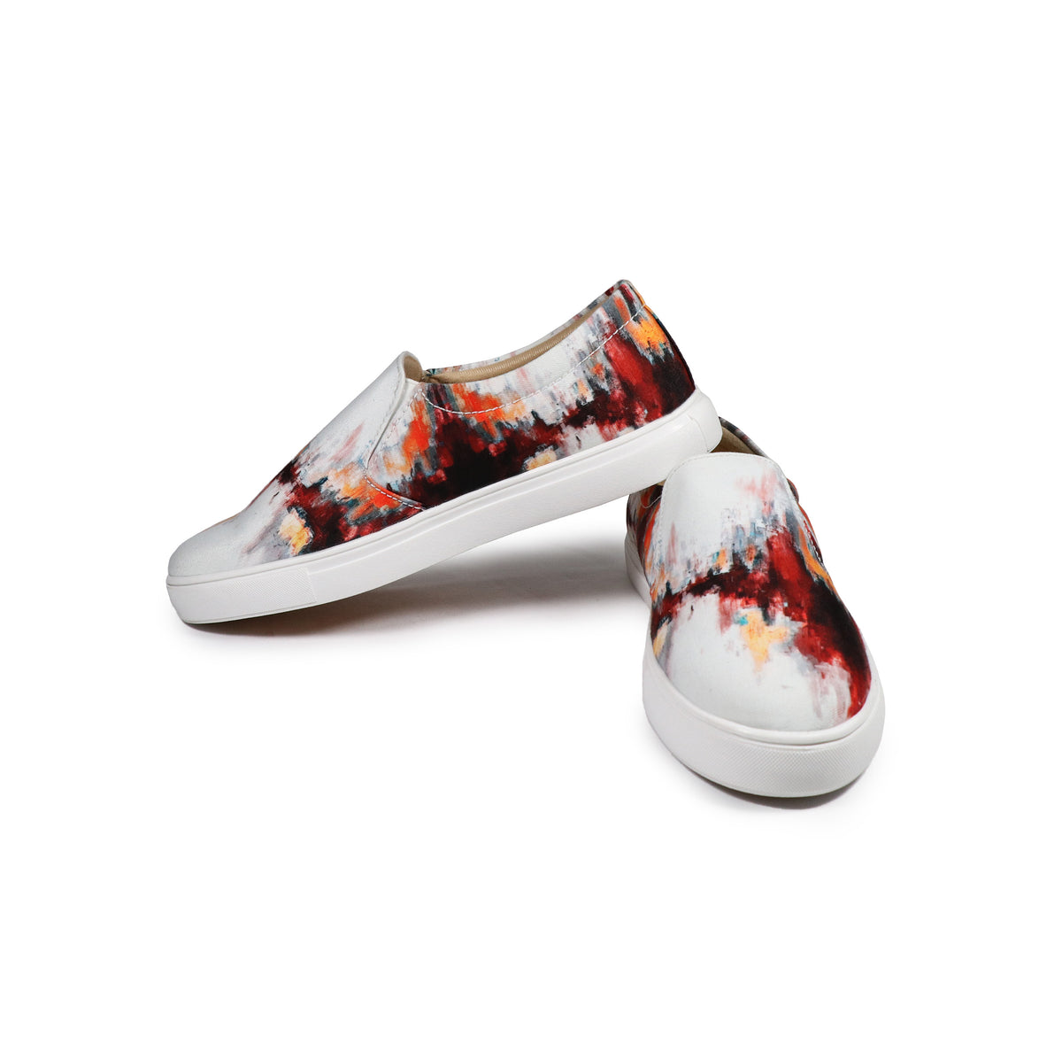 Red Brush Strokes - Men's Loafer Canvas Sneaker