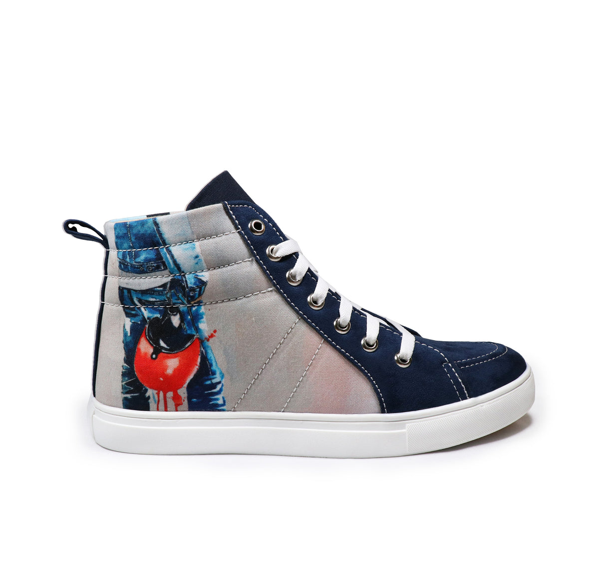 Bike Adventure - Men's High-Top Suede Canvas Sneaker