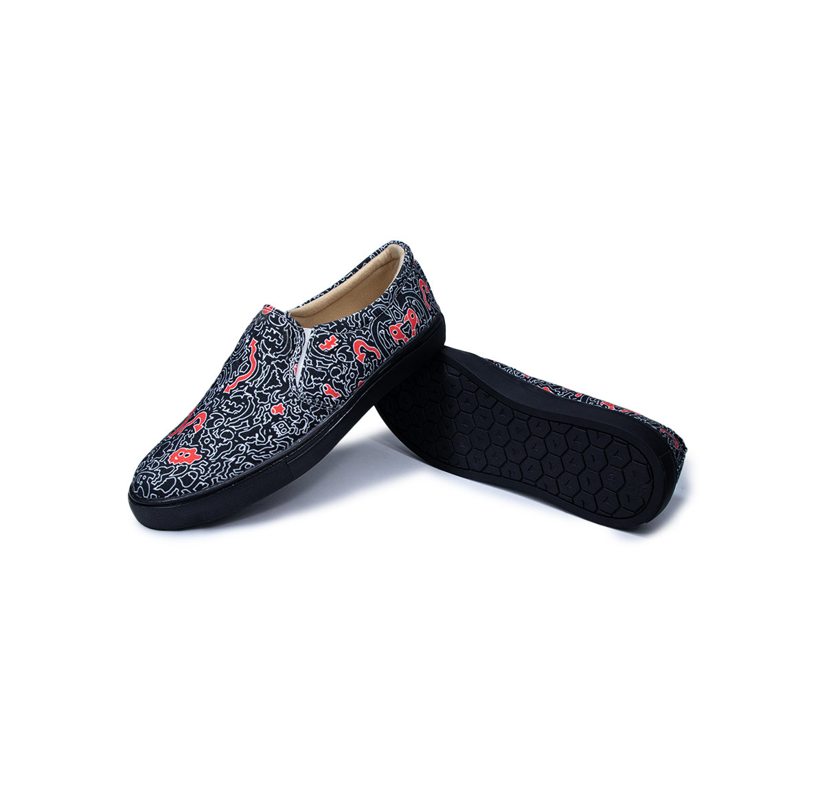 Free hand doodle (Black) - Men's Loafer Canvas Sneaker
