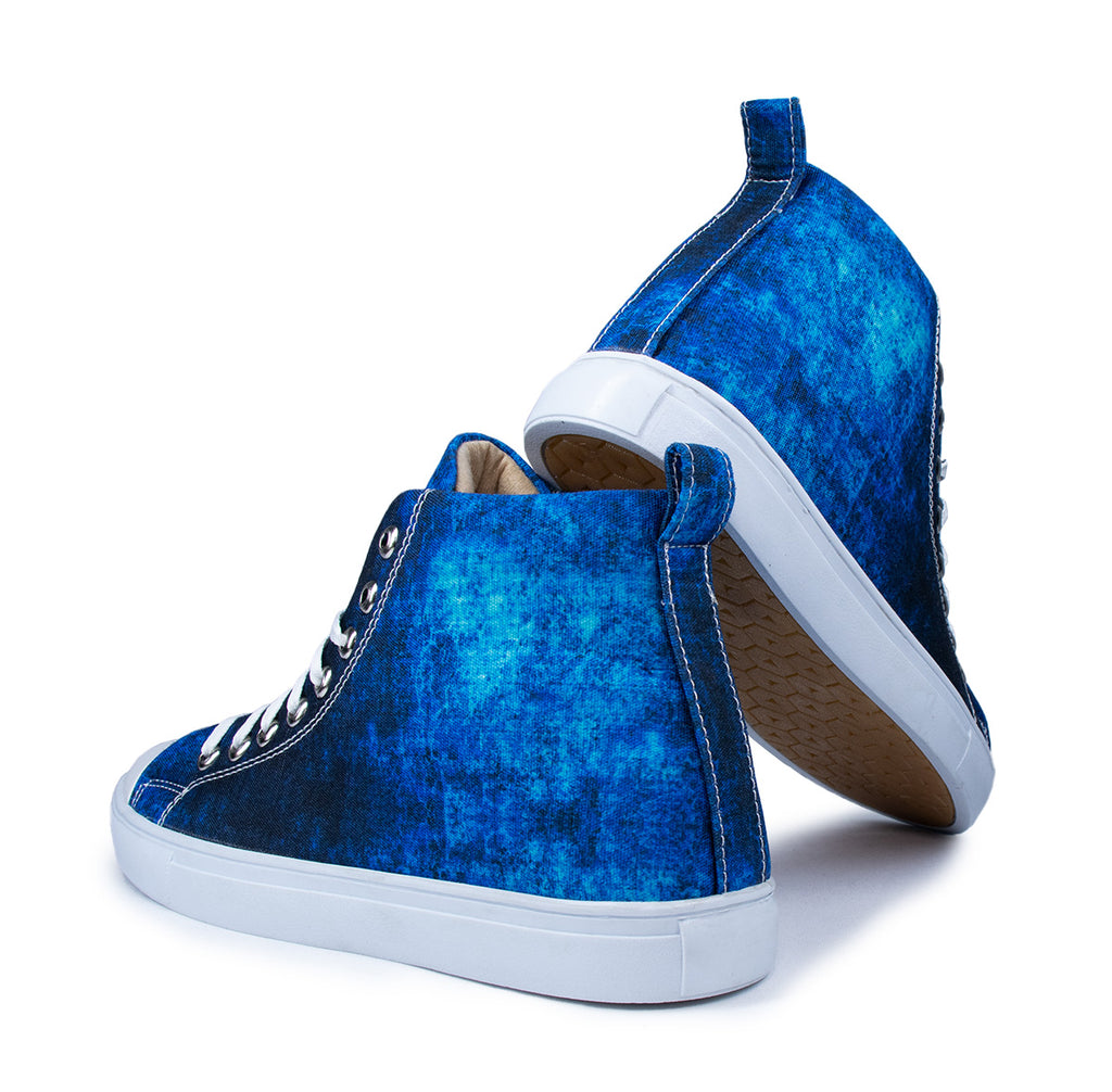 Blue Texture - Men's High-Top Canvas Sneaker