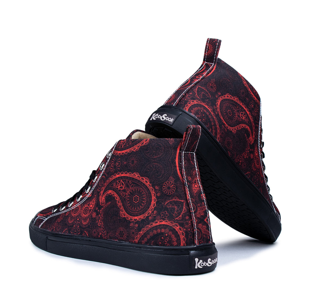 Vivid Red Motif - Men's High-Top Canvas Sneaker