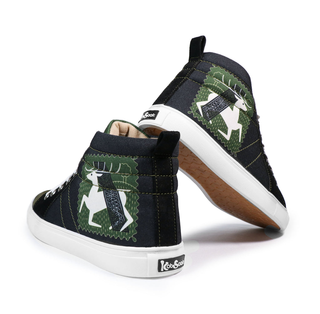 Deer Art - Men's High-Top Suede Canvas Sneaker