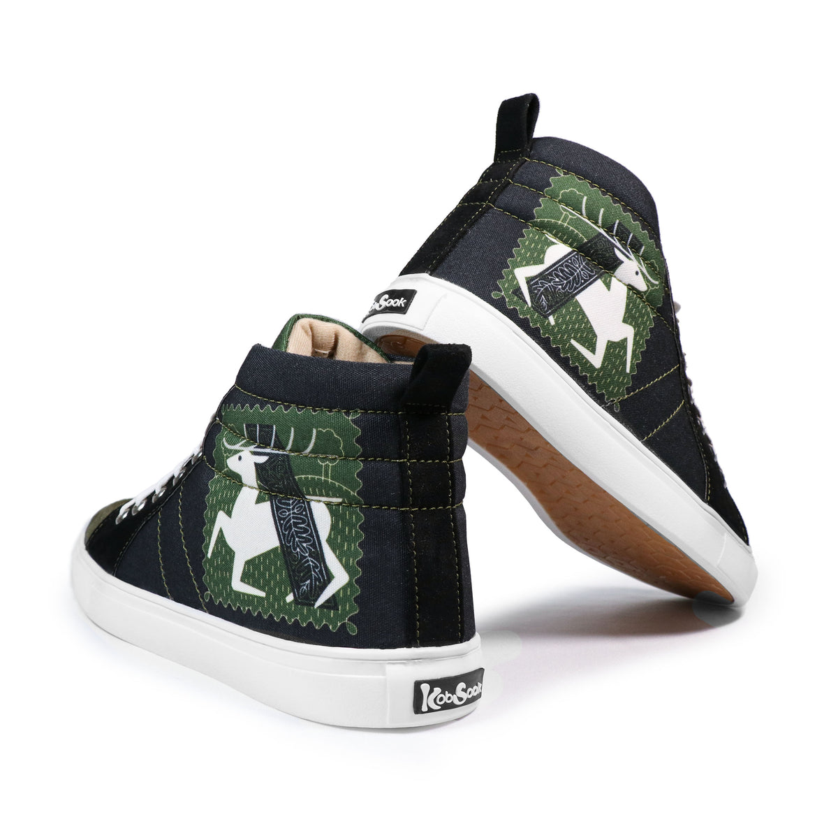 Deer Art - Men's High-Top Suede Canvas Sneaker