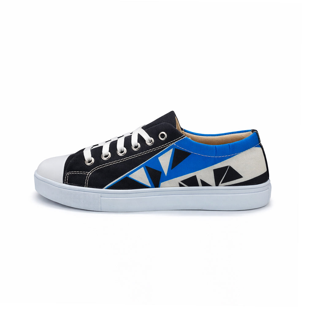 Blue Abstract Triangles - Men's Low-Top Canvas Sneaker