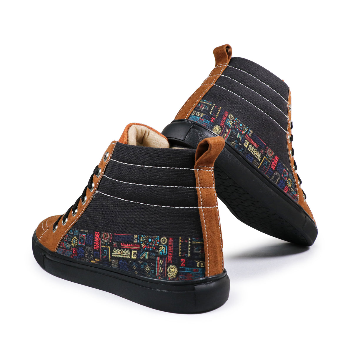 Bohemian Doodle - Men's High-Top Suede Canvas Sneaker