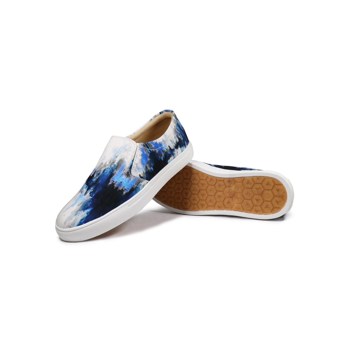 Blue Brush Strokes - Men's Loafer Canvas Sneaker