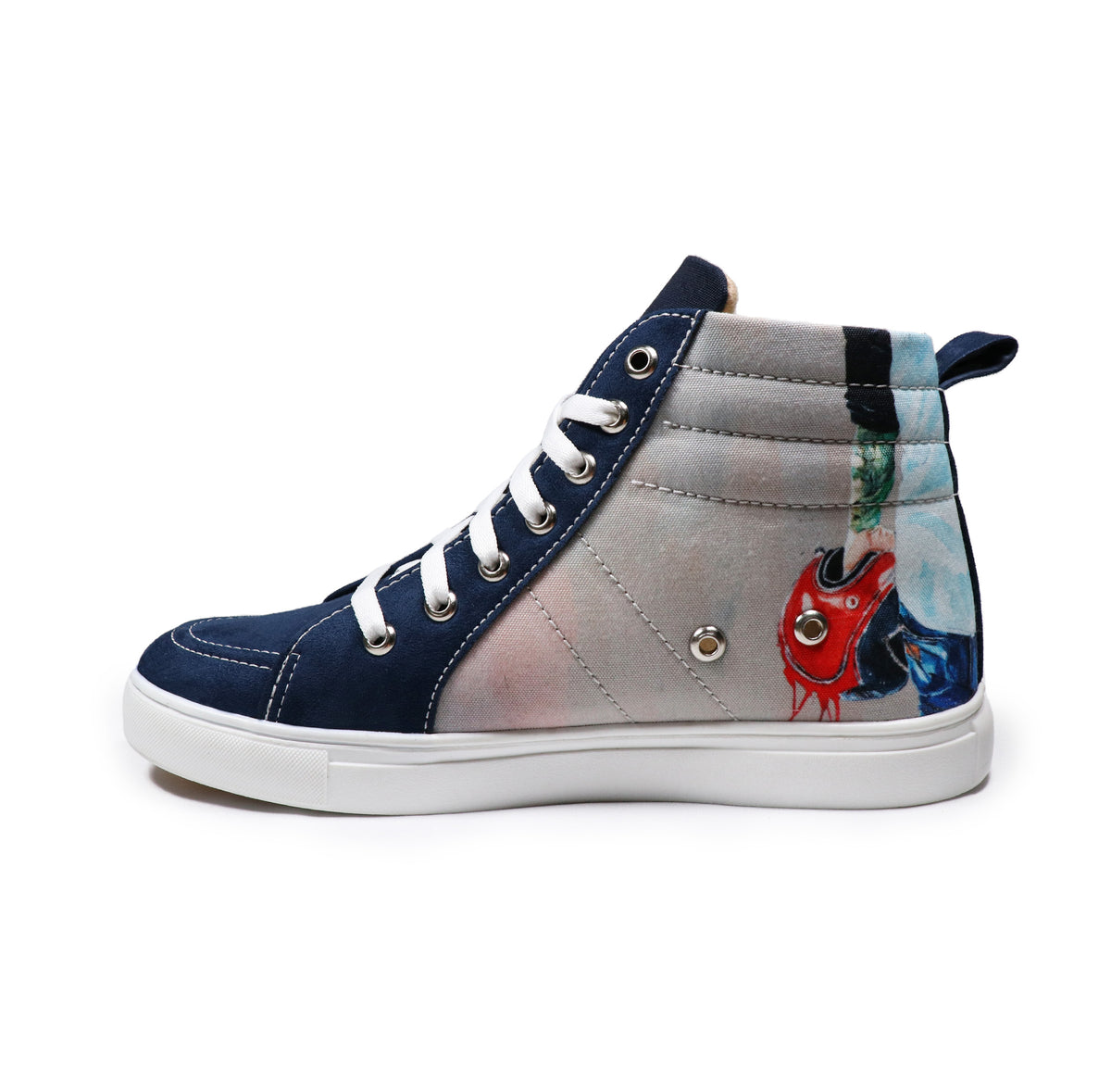 Bike Adventure - Men's High-Top Suede Canvas Sneaker