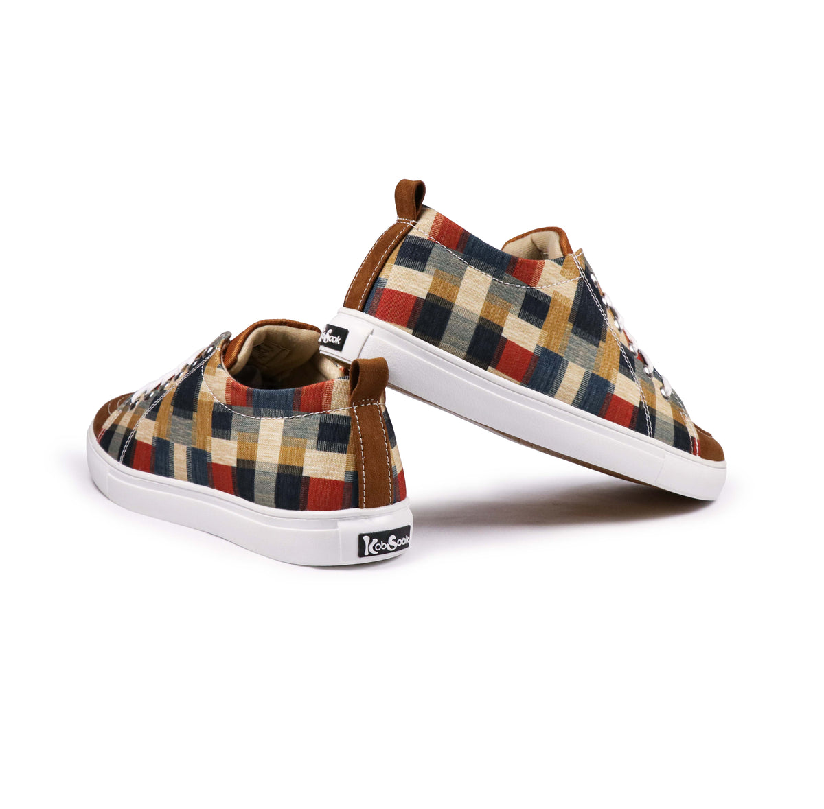 Colorful Checks - Men's Low-Top Suede Canvas Sneaker