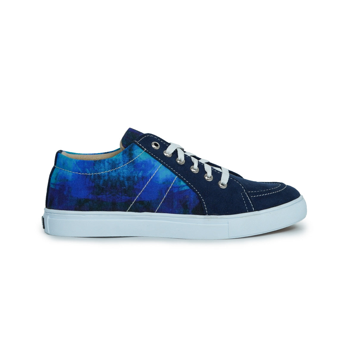 Blue Strokes - Men's Low-Top Suede Canvas Sneaker
