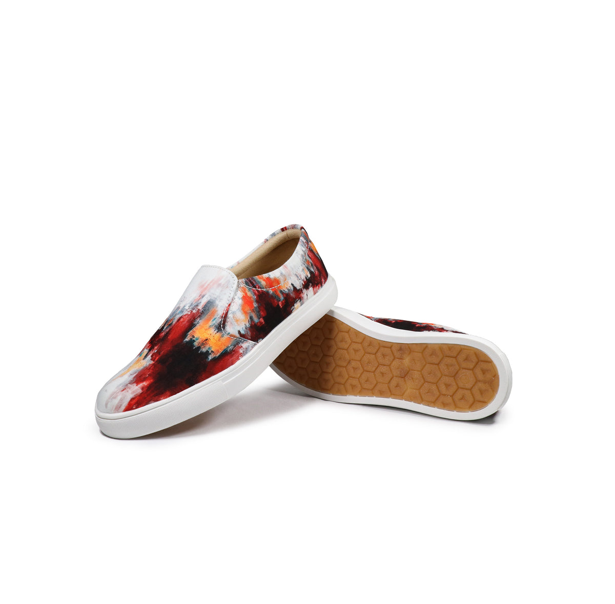 Red Brush Strokes - Men's Loafer Canvas Sneaker