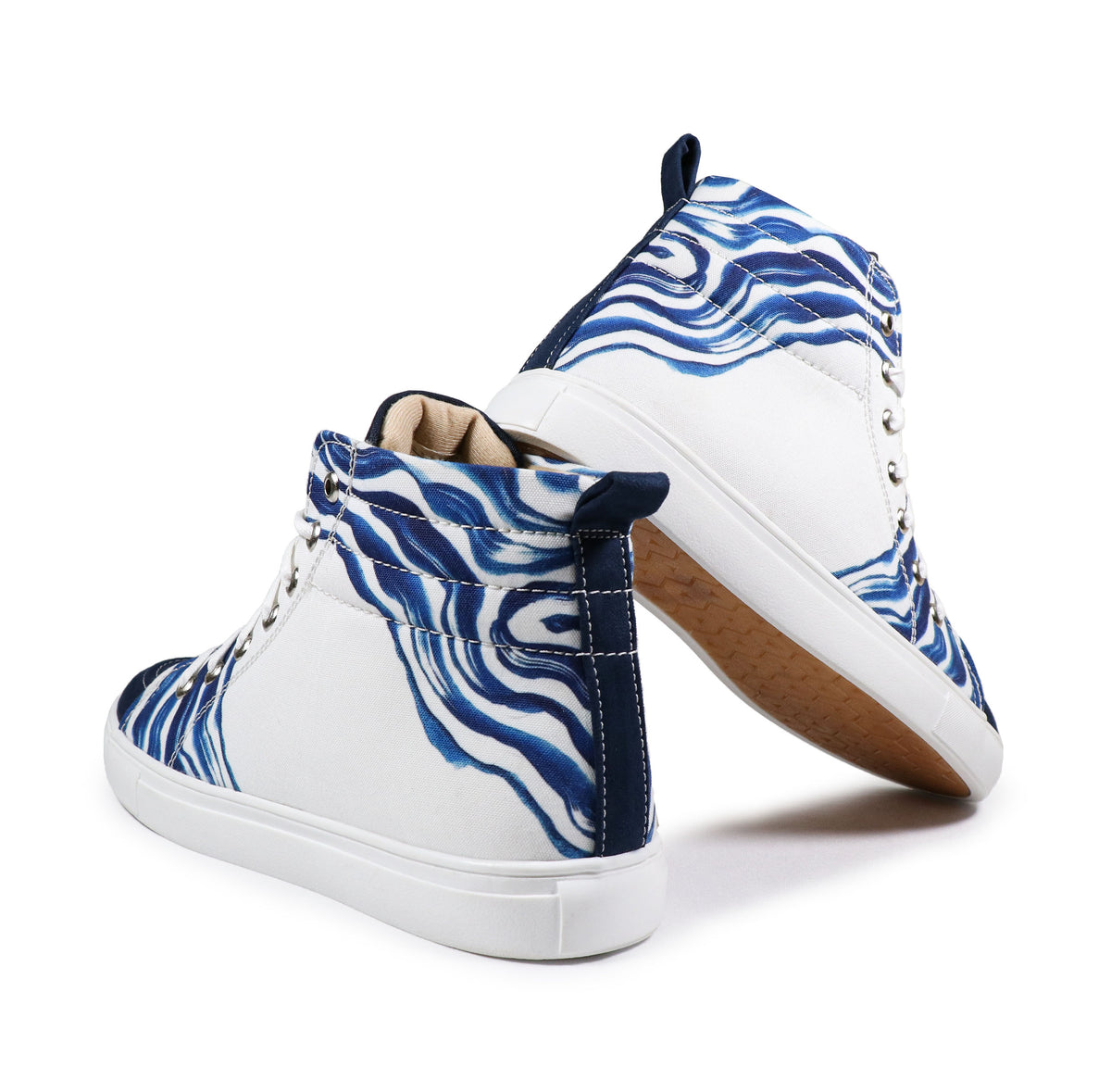 Blue Weaves - Men's High-Top Canvas Suede Sneaker