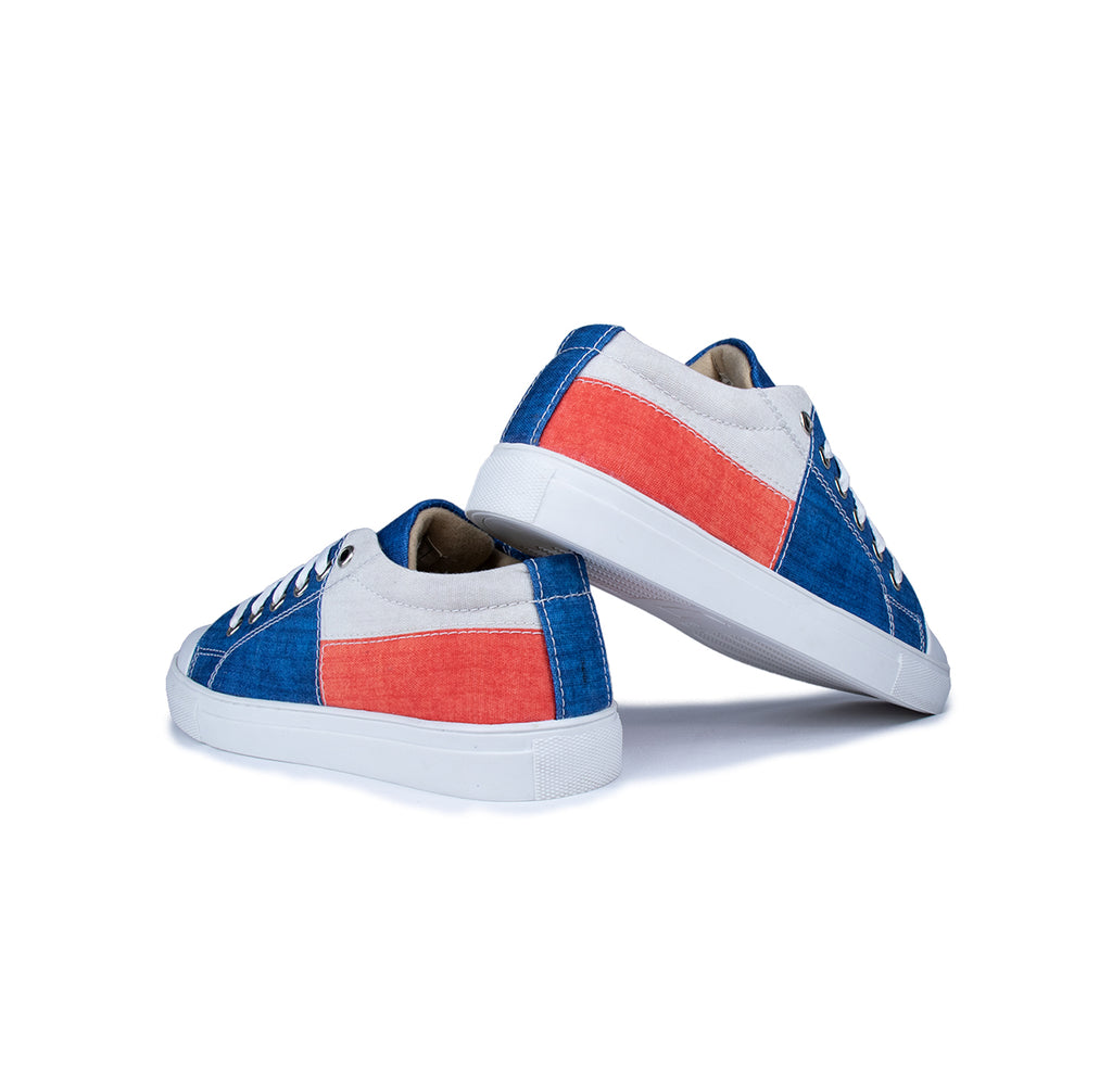 Blue Peach Stitch - Women's Low-Top Canvas Sneaker